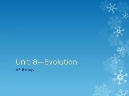 Unit 8—Evolution  AP Biology