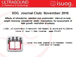 UOG Journal Club: November 2016