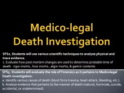 Medico-legal Death Investigation