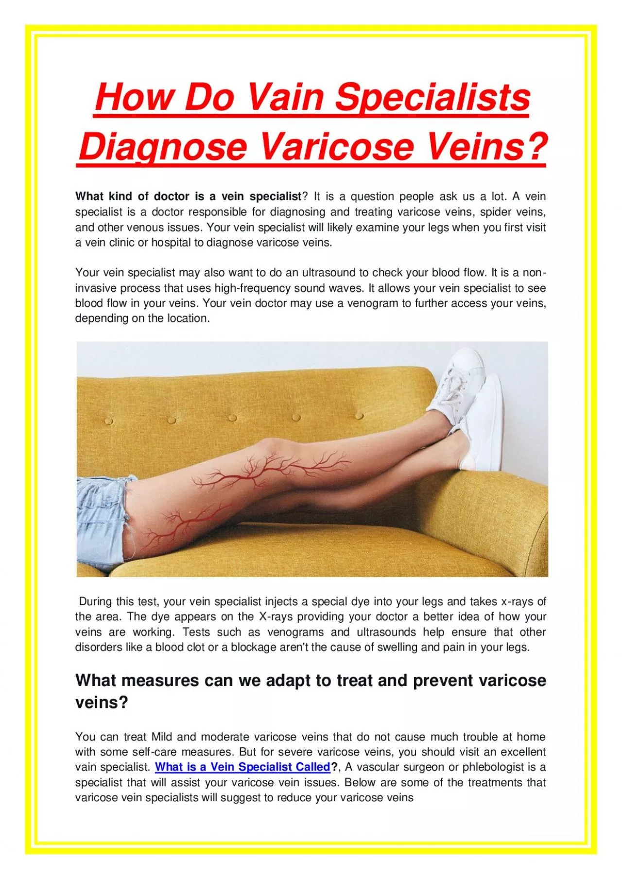 How Do Vain Specialists Diagnose Varicose Veins?