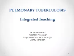 PULMONARY TUBERCULOSIS Integrated Teaching