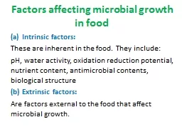 Factors affecting microbial growth in food