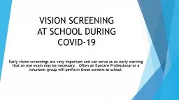 VISION SCREENING AT SCHOOL DURING COVID-19