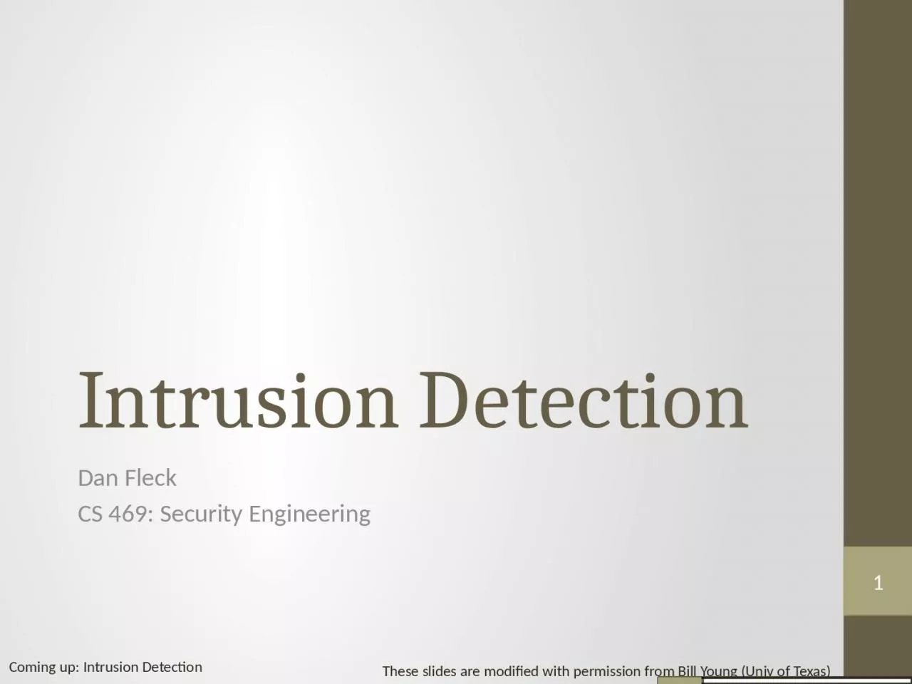 Intrusion  Detection Dan Fleck