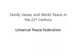 Family Values and World Peace in the 21