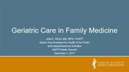 Geriatric Care in Family Medicine