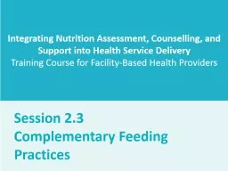 . Session 2.3 Complementary Feeding Practices