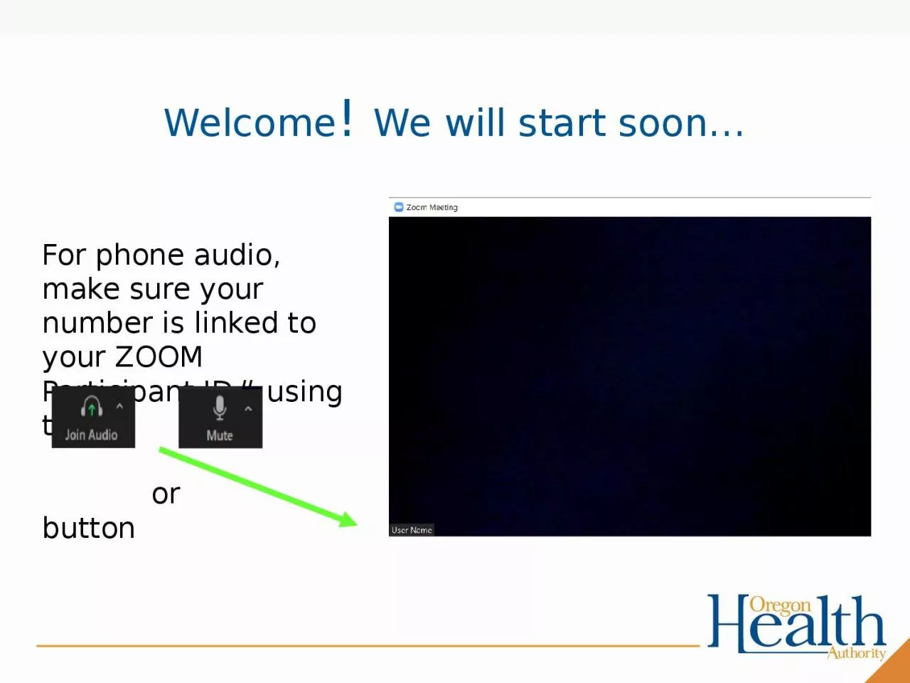 PPT-For phone audio, make sure your number is linked to your ZOOM Participant ID# using the