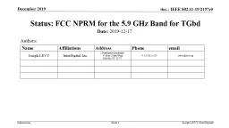 Status: FCC NPRM for the 5.9 GHz Band for TGbd