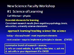 New Science Faculty Workshop