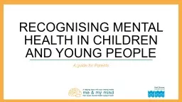 Recognising Mental Health in Children and Young People