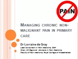 Managing chronic non-malignant pain in primary care