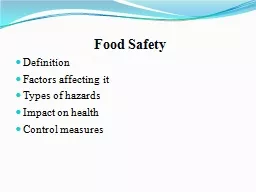 Food Safety Definition Factors affecting it