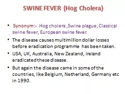 SWINE FEVER (Hog Cholera)