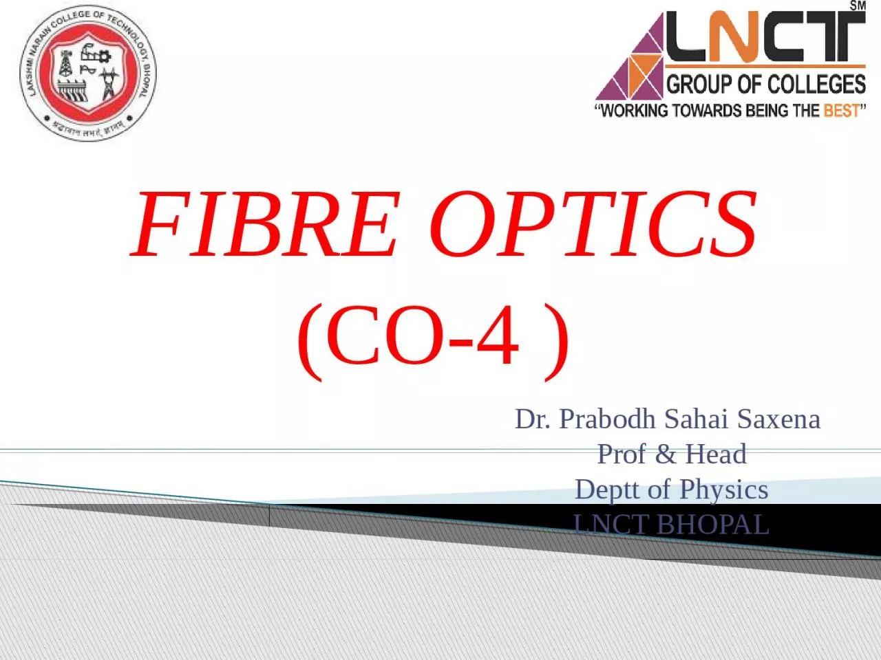 FIBRE OPTICS (CO-4 )  Dr. Prabodh