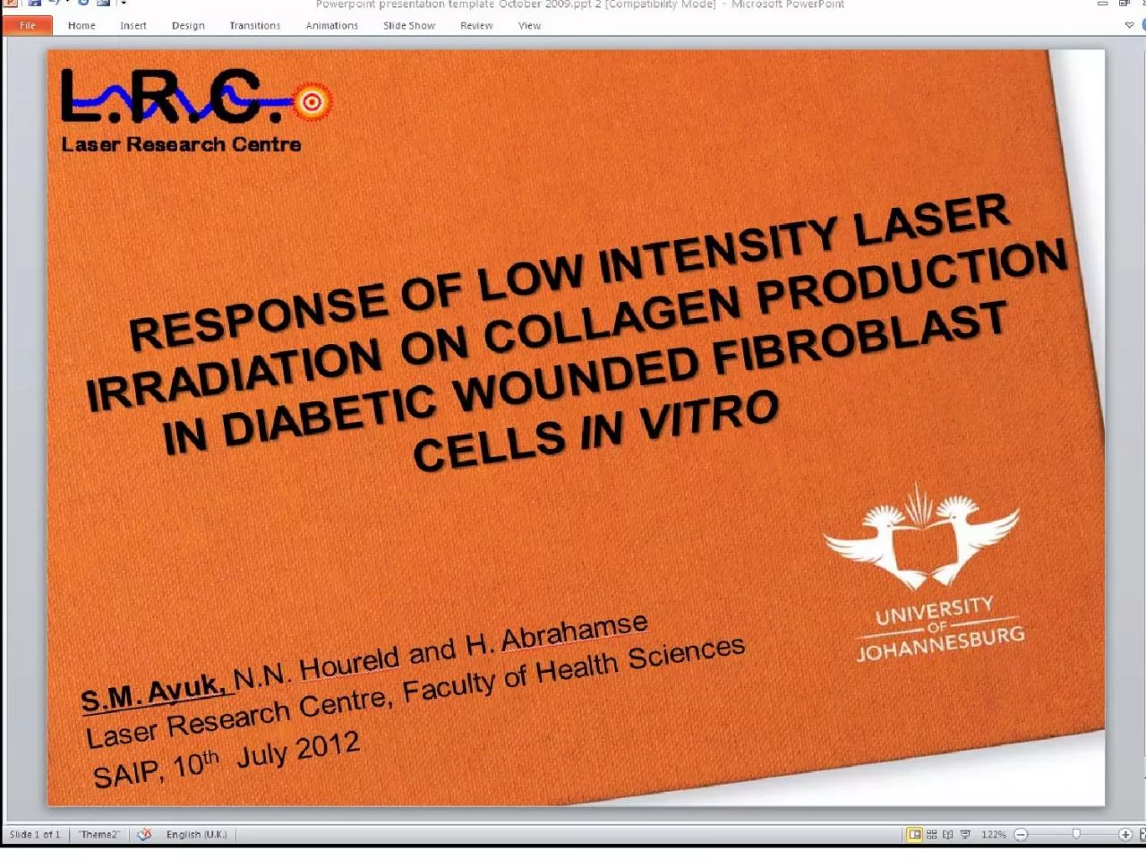 PPT-RESPONSE OF LOW INTENSITY LASER IRRADIATION ON COLLAGEN PRODUCTION IN DIABETIC WOUNDED