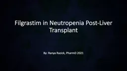 Filgrastim in Neutropenia Post-Liver Transplant