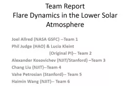 Team Report Flare Dynamics in the Lower Solar Atmosphere