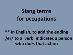 Slang terms  for occupations