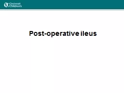 Post-operative ileus Objectives