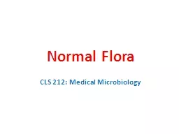 Normal Flora CLS 212: Medical Microbiology