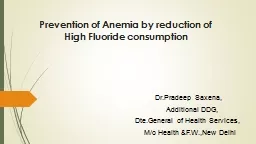 Prevention of  Anemia  by reduction of High Fluoride consumption