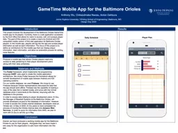 GameTime  Mobile App for the Baltimore Orioles