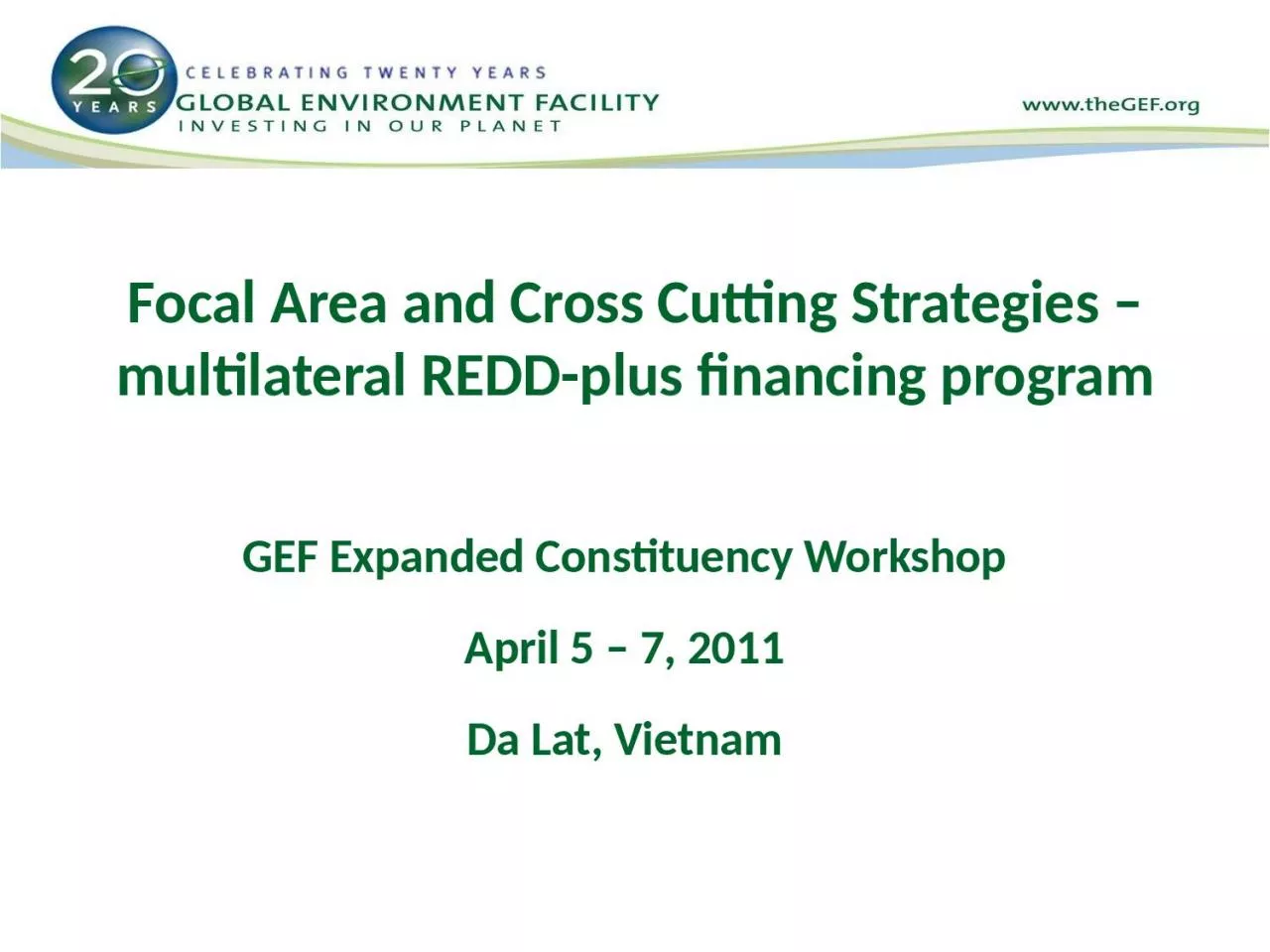 PPT-Focal Area and Cross Cutting Strategies – multilateral REDD-plus financing program