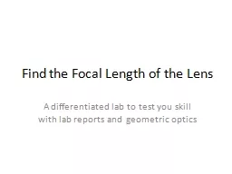 Find the Focal Length of the Lens