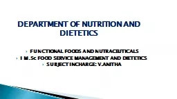 DEPARTMENT OF NUTRITION AND DIETETICS