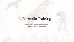 Formalin Training Anatomy and Physiology Laboratory