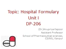 Topic: Hospital Formulary