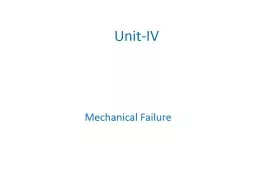 Unit-IV Mechanical Failure