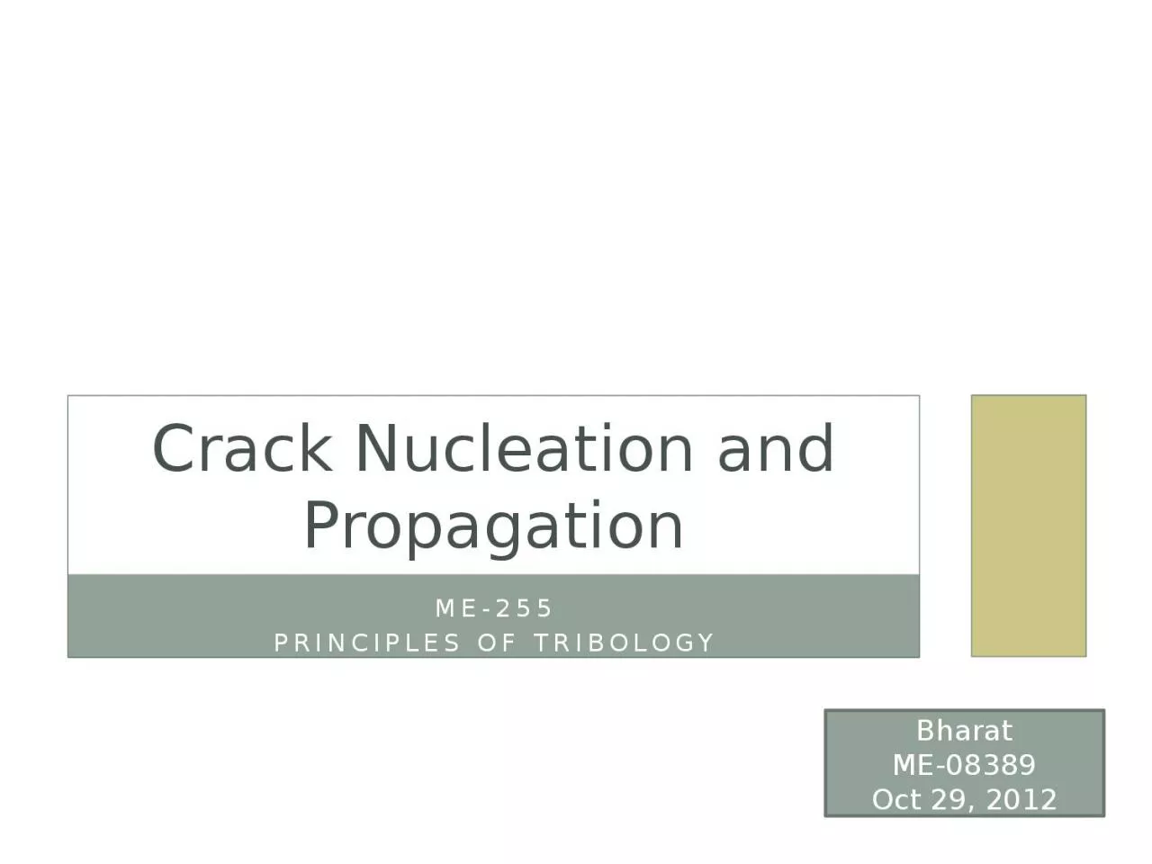 ME-255 Principles of tribology