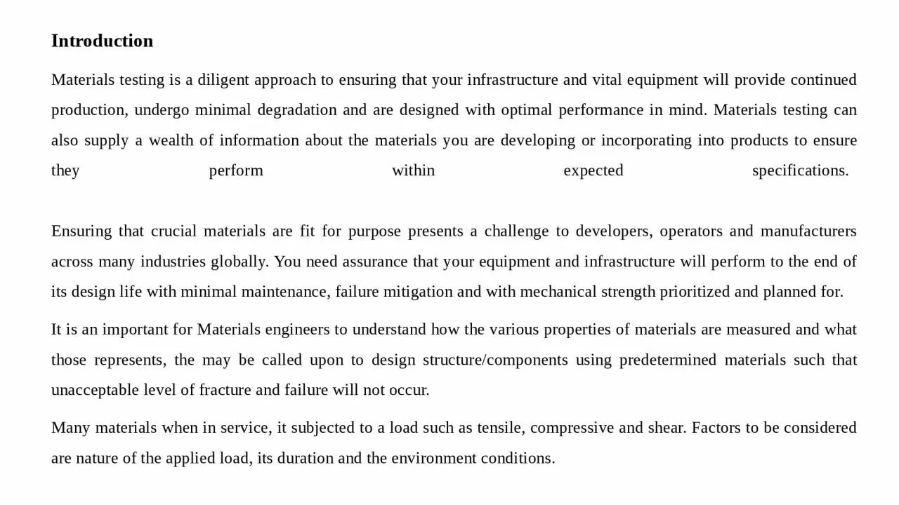 PPT-Introduction Materials testing is a diligent approach to ensuring that your infrastructure