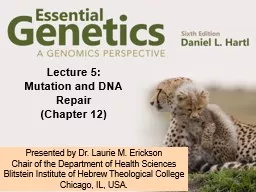 Lecture 5:   Mutation and DNA Repair