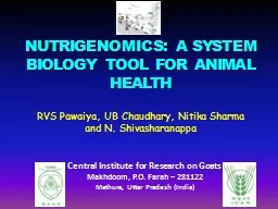 NUTRIGENOMICS: A SYSTEM BIOLOGY TOOL FOR ANIMAL HEALTH