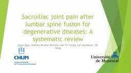 Sacroiliac joint pain after lumbar spine fusion for degenerative diseases: A