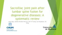 PPT-Sacroiliac joint pain after lumbar spine fusion for degenerative diseases: A