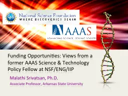 Funding Opportunities: Views from a former AAAS Science & Technology Policy Fellow
