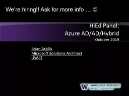 HiEd  Panel:  Azure AD/AD/Hybrid