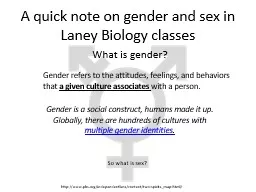 A quick note on gender and sex in Laney Biology classes