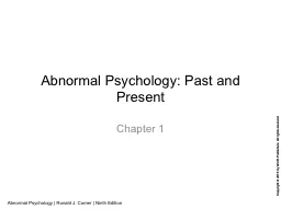 Abnormal Psychology: Past and Present