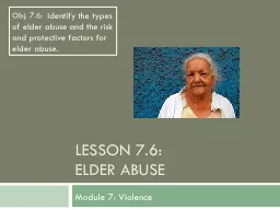 Lesson  7.6: Elder Abuse