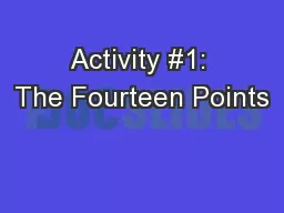 Activity #1: The Fourteen Points