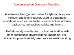 Acetaminophen Overdose  Modelling