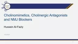 Hussein Al-Fazly Cholinomimetics, Cholinergic Antagonists and NMJ Blockers