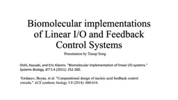 Biomolecular implementations of Linear I/O and Feedback Control Systems