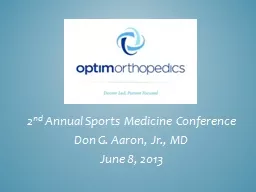 2 nd  Annual Sports Medicine Conference