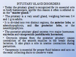 PITUITARY GLAND DISORDERS